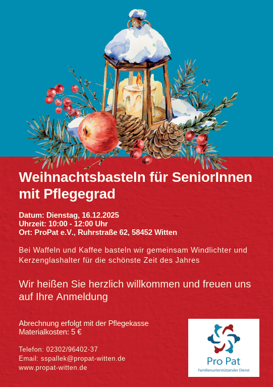 Weihnachtsbasteln für SeniorInnen mit Pflegegrad